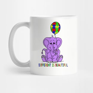 Autism Awareness Baby Purple Elephant DIFFERENT IS BEAUTIFUL Mug